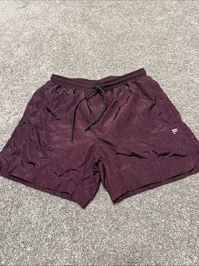Fabletics Men's Deep Burgundy Lined 5 inch Athletic Shorts with Drawstring